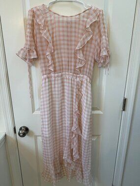 For Love & Lemons Pink Gingham Ruffle Dress Size M